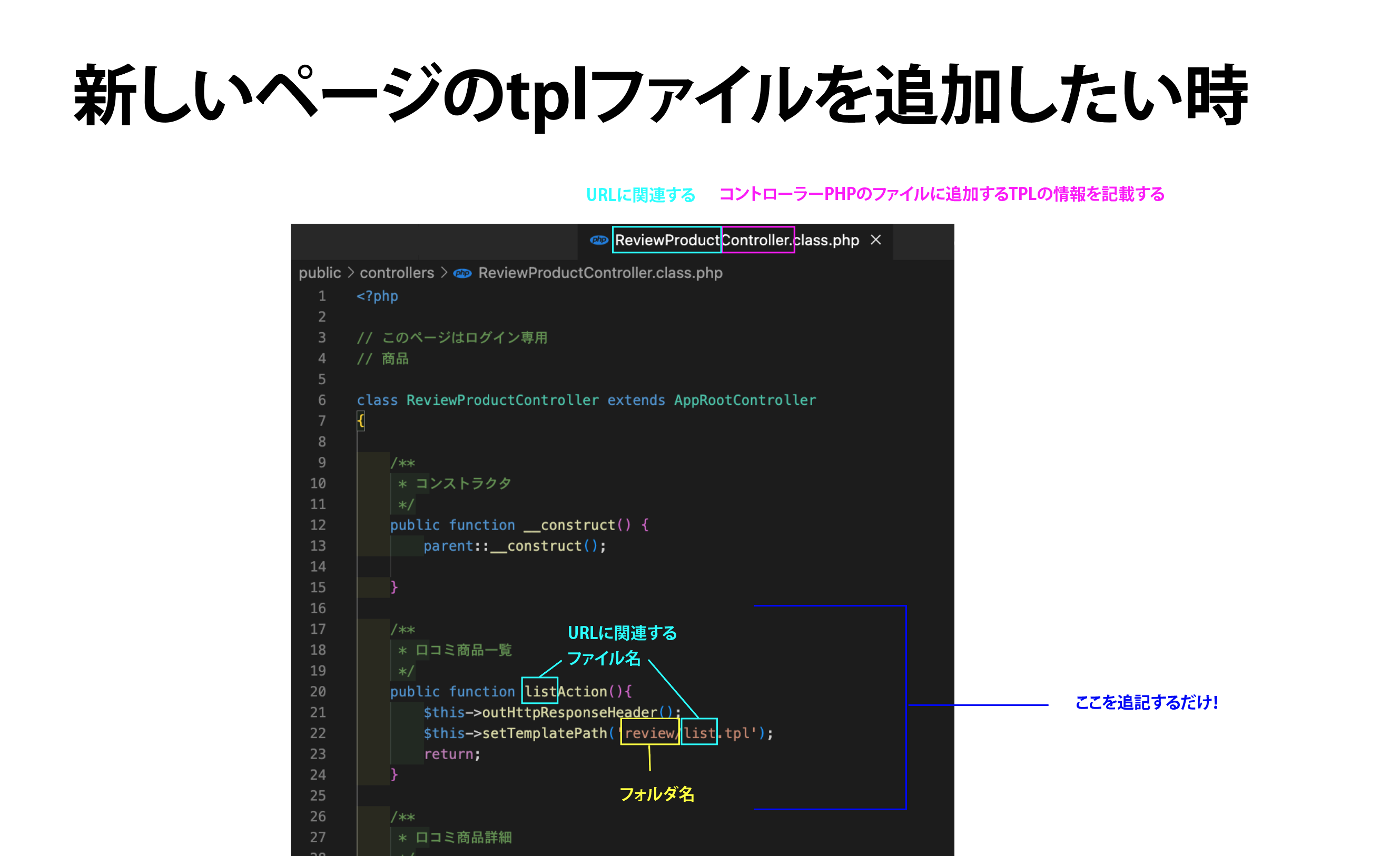 新しいページのtplファイルを追加したい時