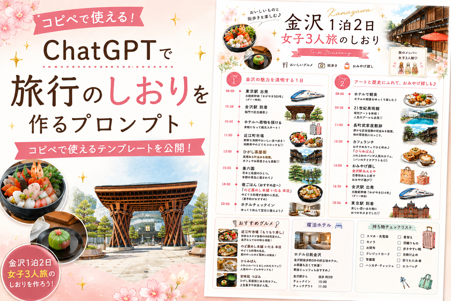 ChatGPTで旅行のしおりを作るプロンプト｜コピペで使えるテンプレートを公開！