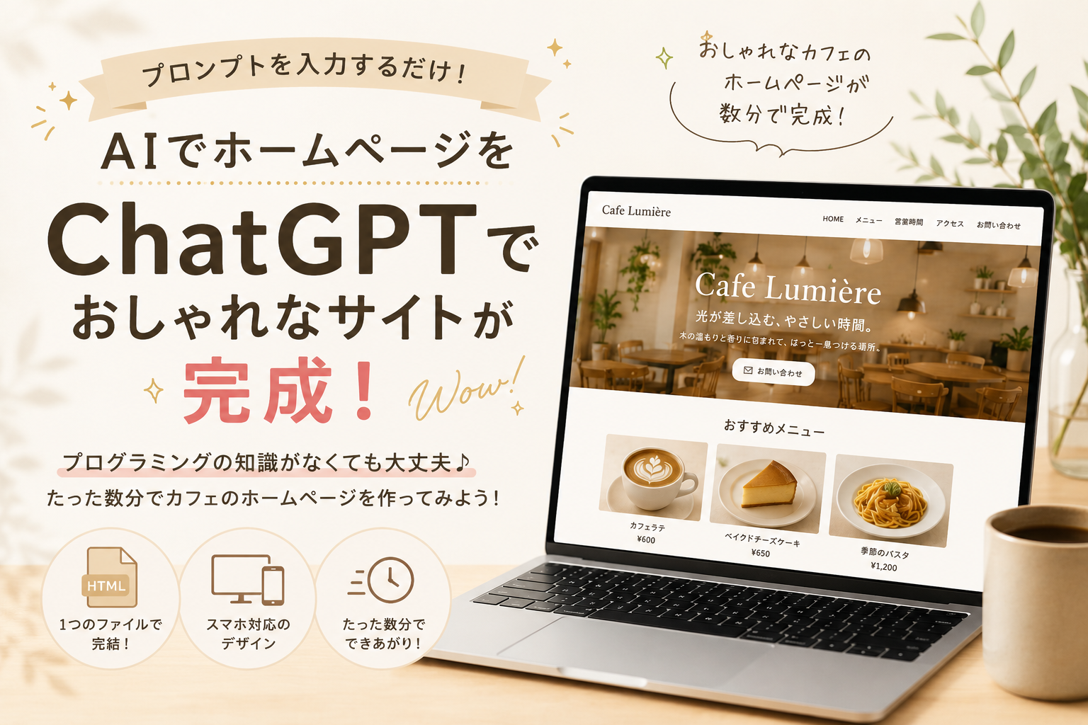 ChatGPTでホームページは作れる？｜数分でサイトを作成できるプロンプトも公開しています